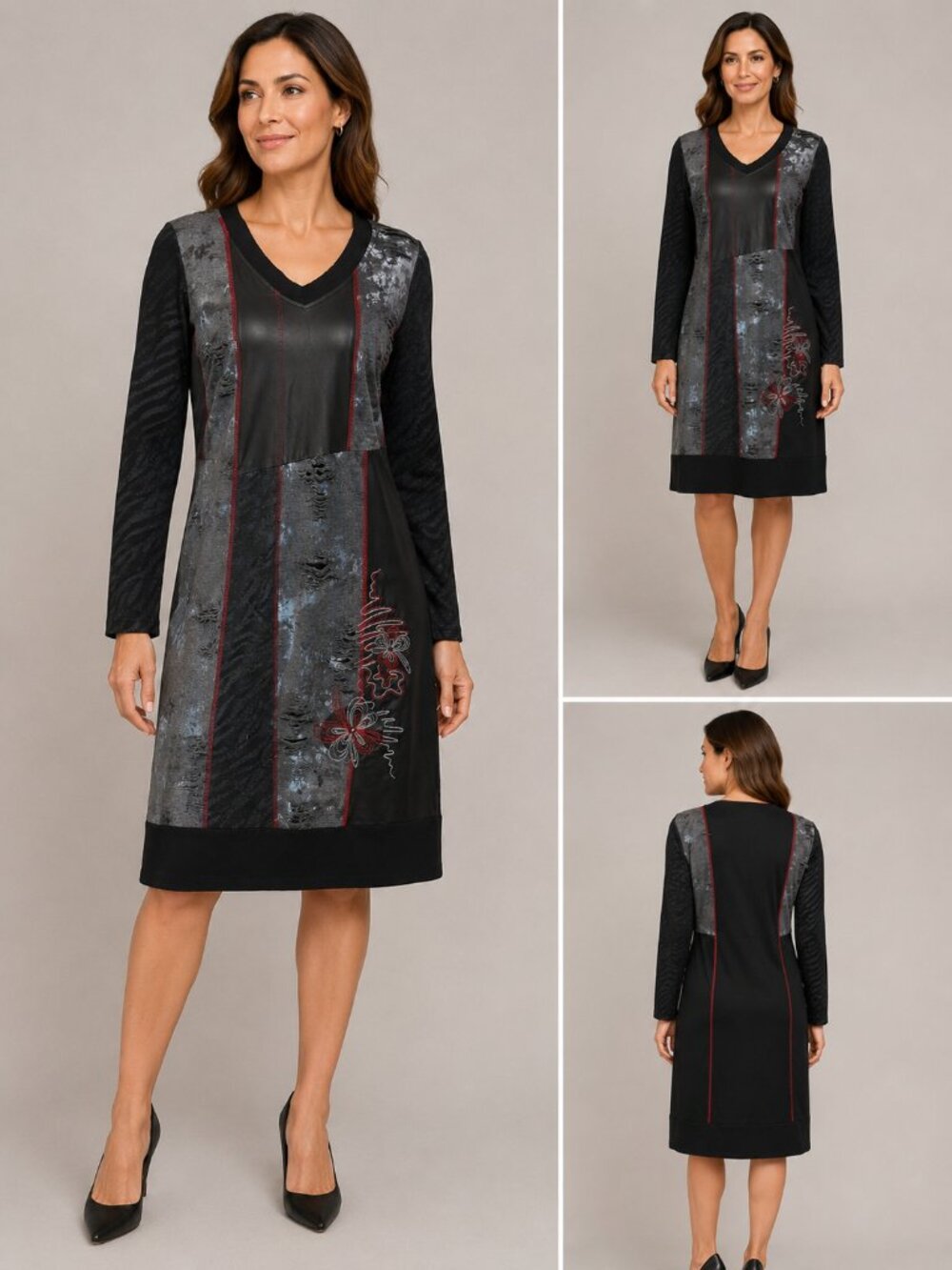Simon Chang Women's Artistic Patchwork Dress - Size 12